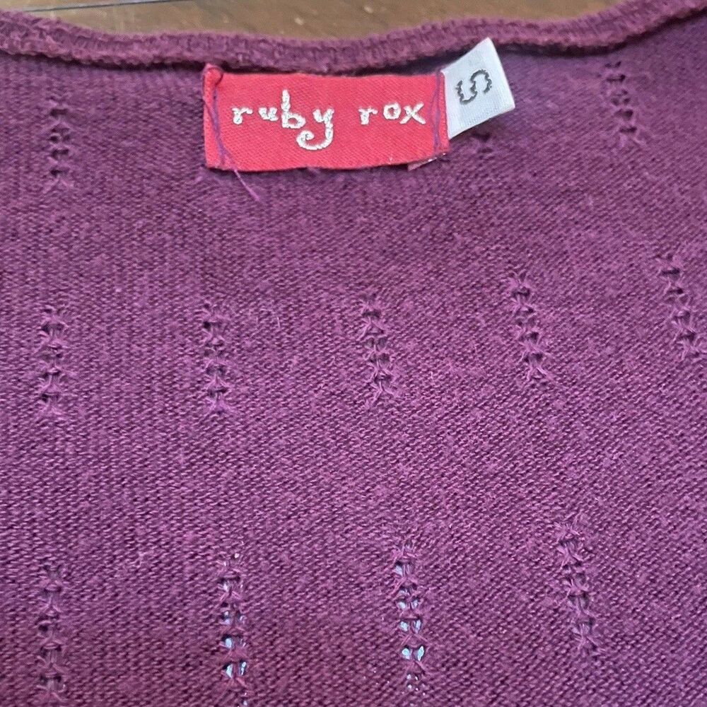 VTG Ruby Rox Y2K Burgundy Knit Empire Waist Babydoll Mini Dress Tie Sz S Gilmore - Picture 5 of 10